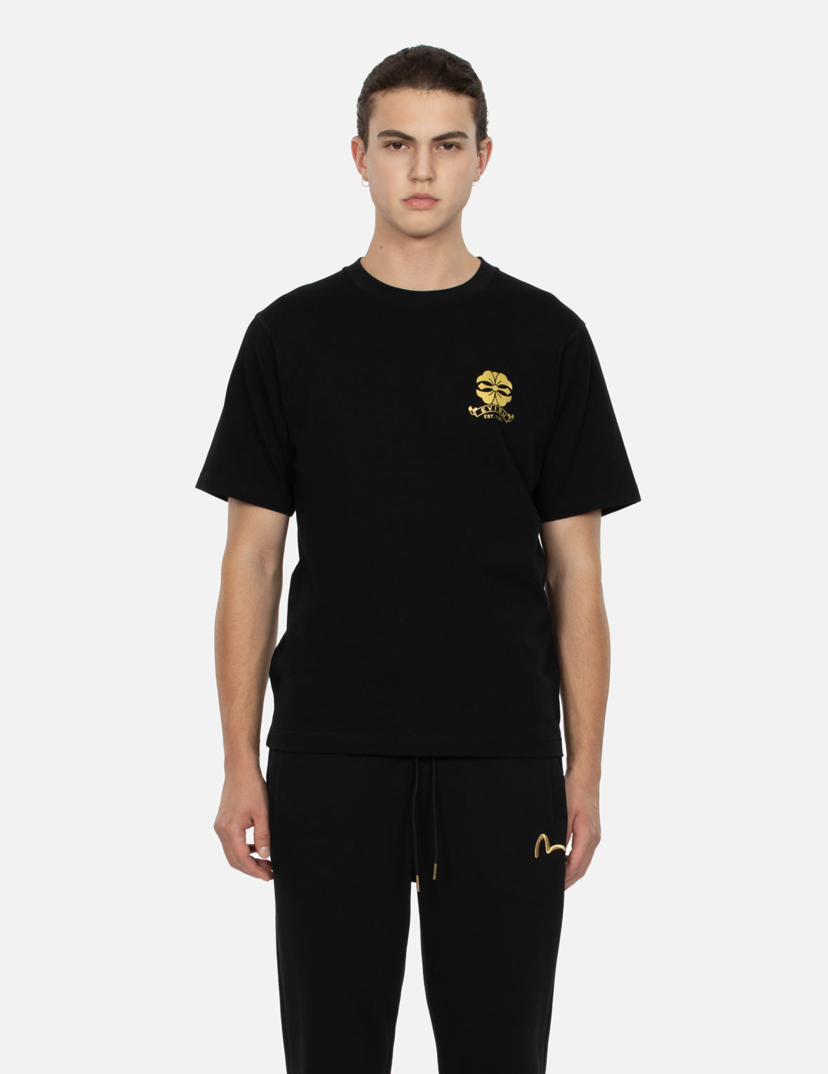 Kamon and Logo Foil Print Regular Fit T-shirt