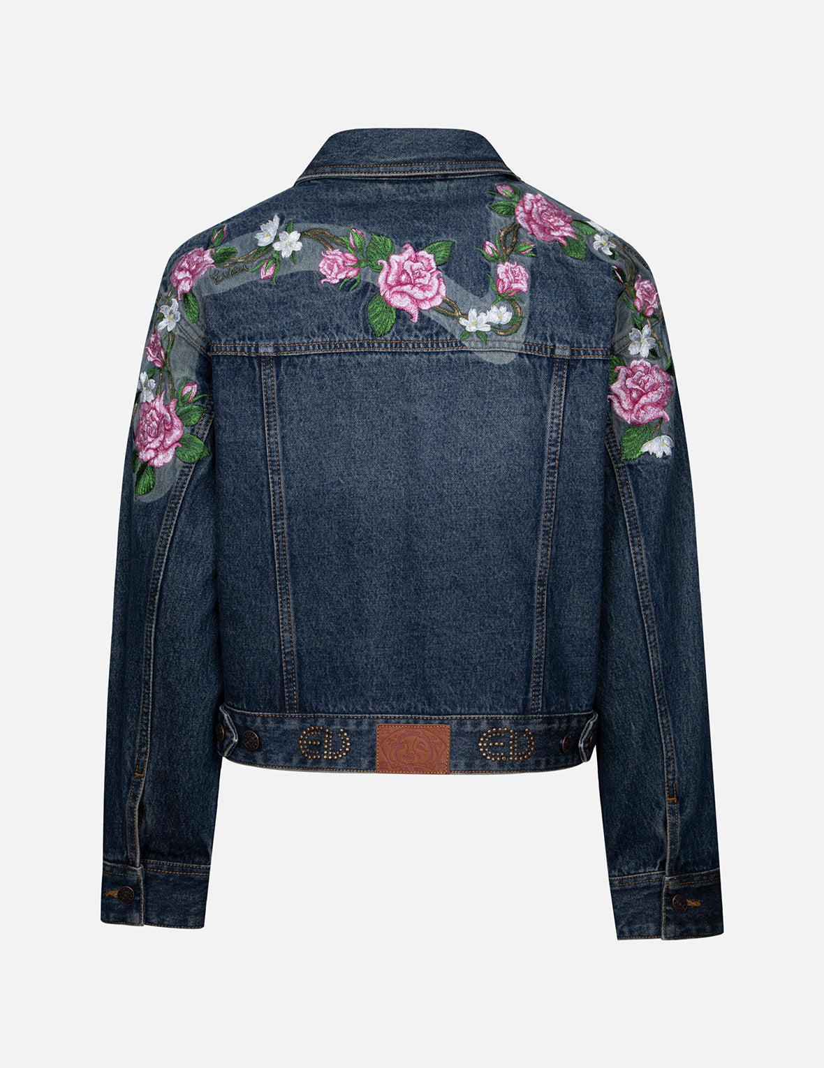 Jean jacket with embroidered roses hotsell