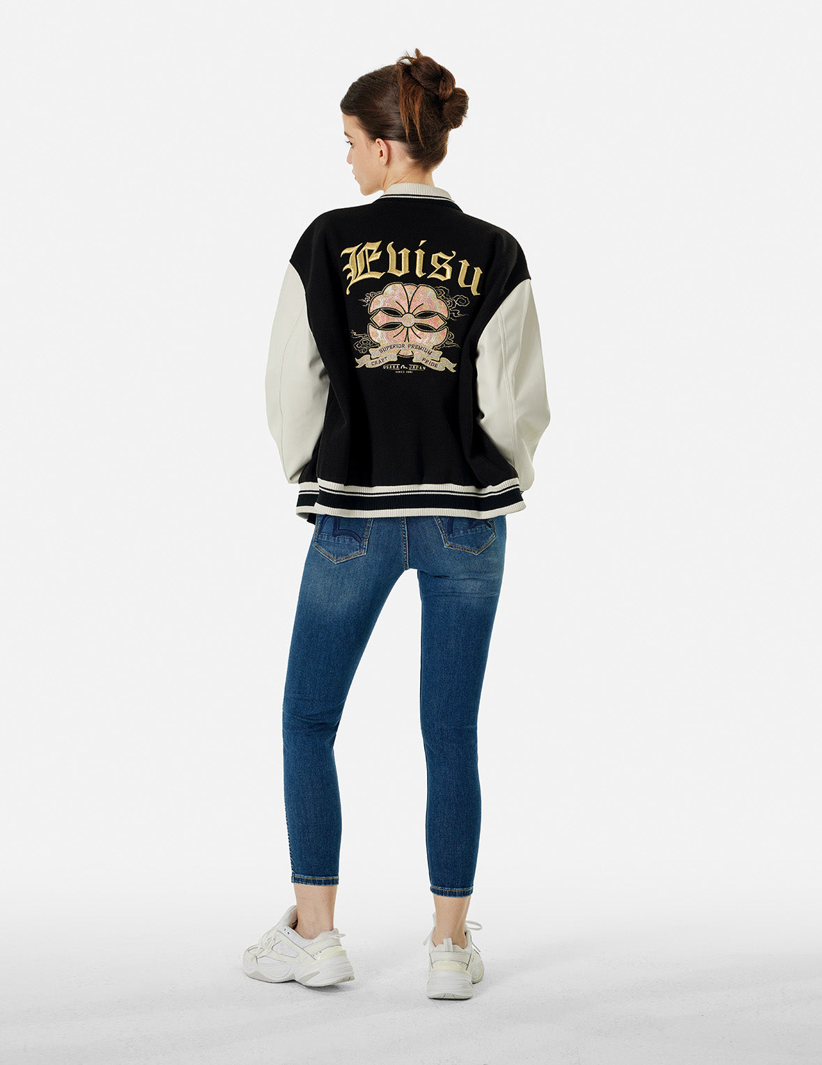Kamon and Logo Embroidery Fashion Fit Varsity Jacket