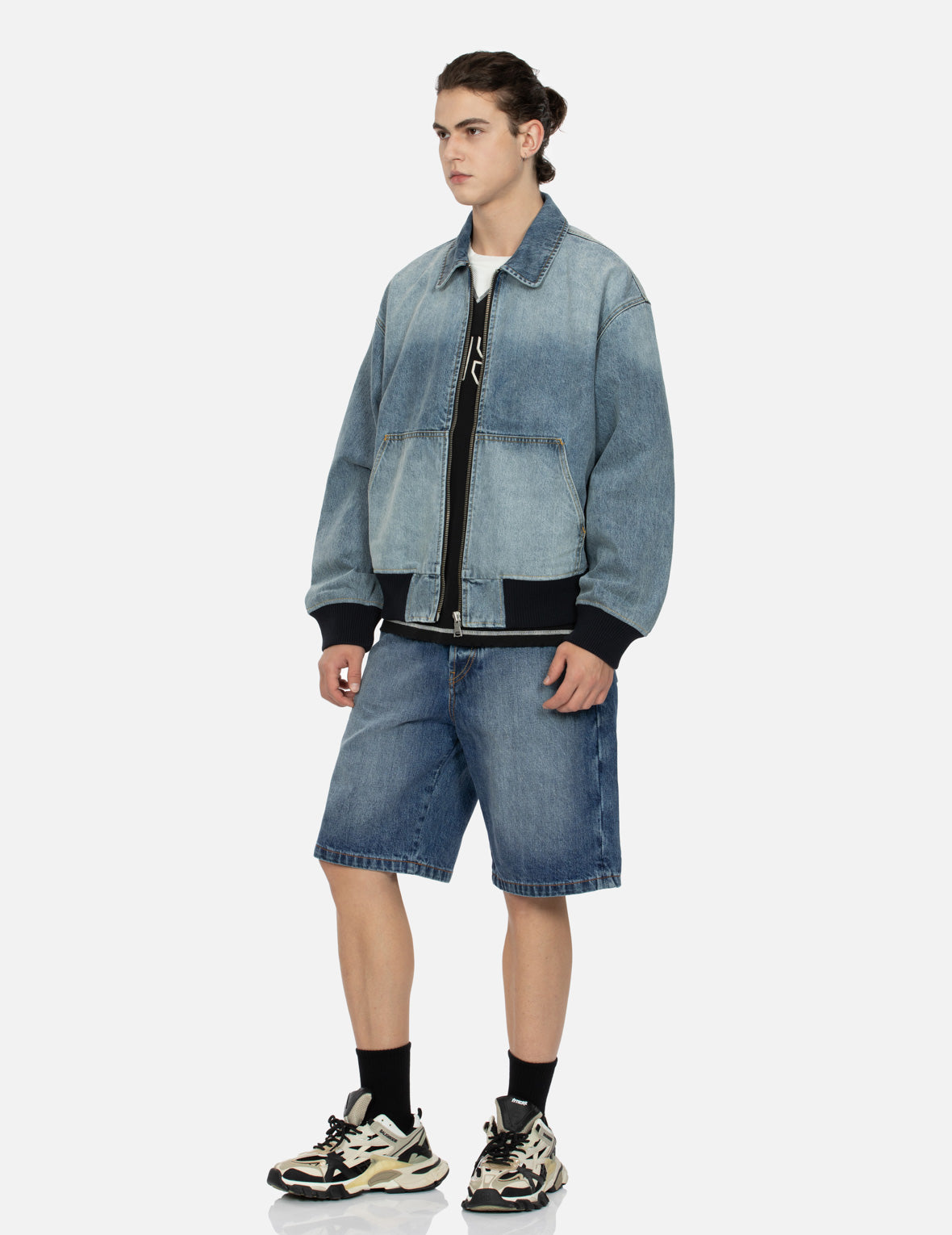 羊羔毛大M直筒牛仔短裤