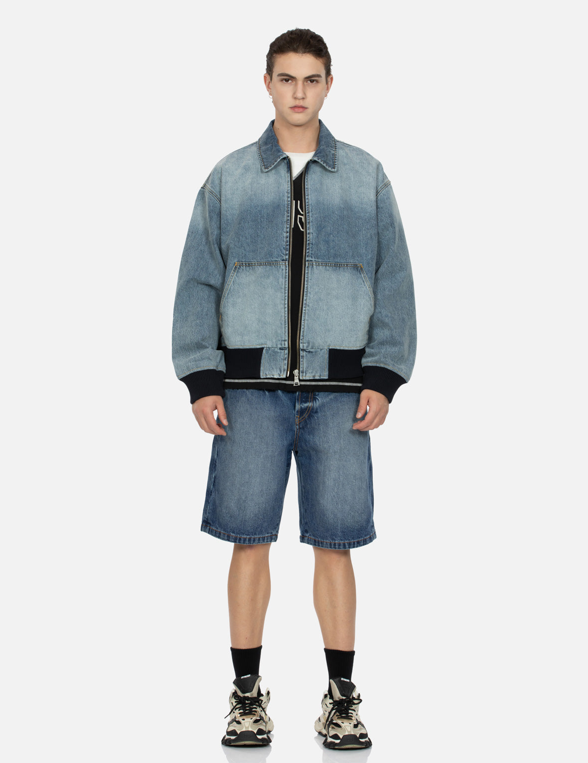 羊羔毛大M直筒牛仔短裤