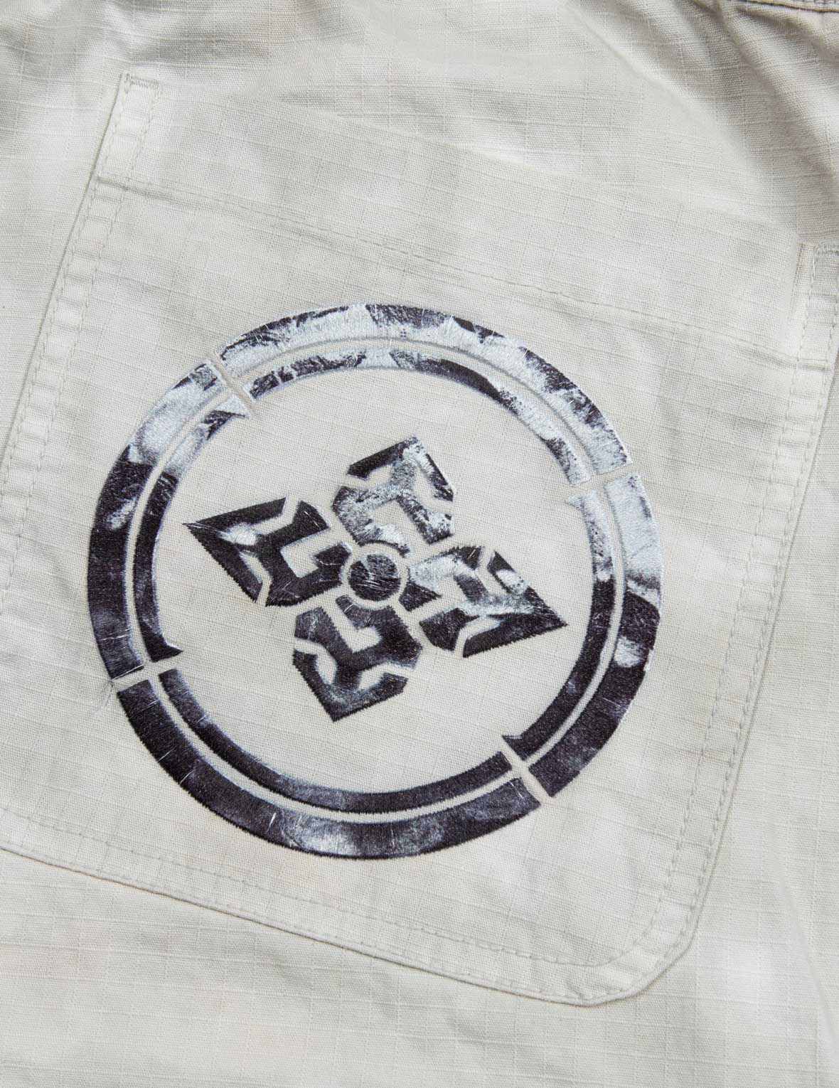Kamon Embroidery Loose Fit Tie-Dye Cargo Joggers