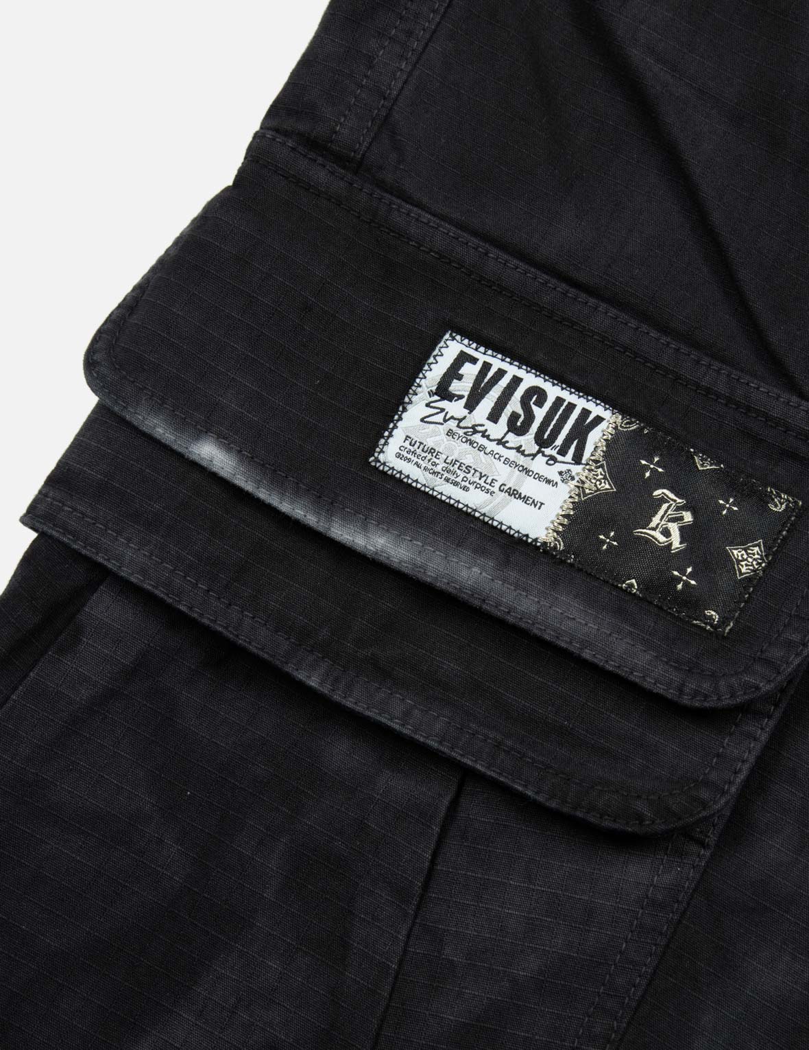 Kamon Embroidery Loose Fit Tie-Dye Cargo Joggers