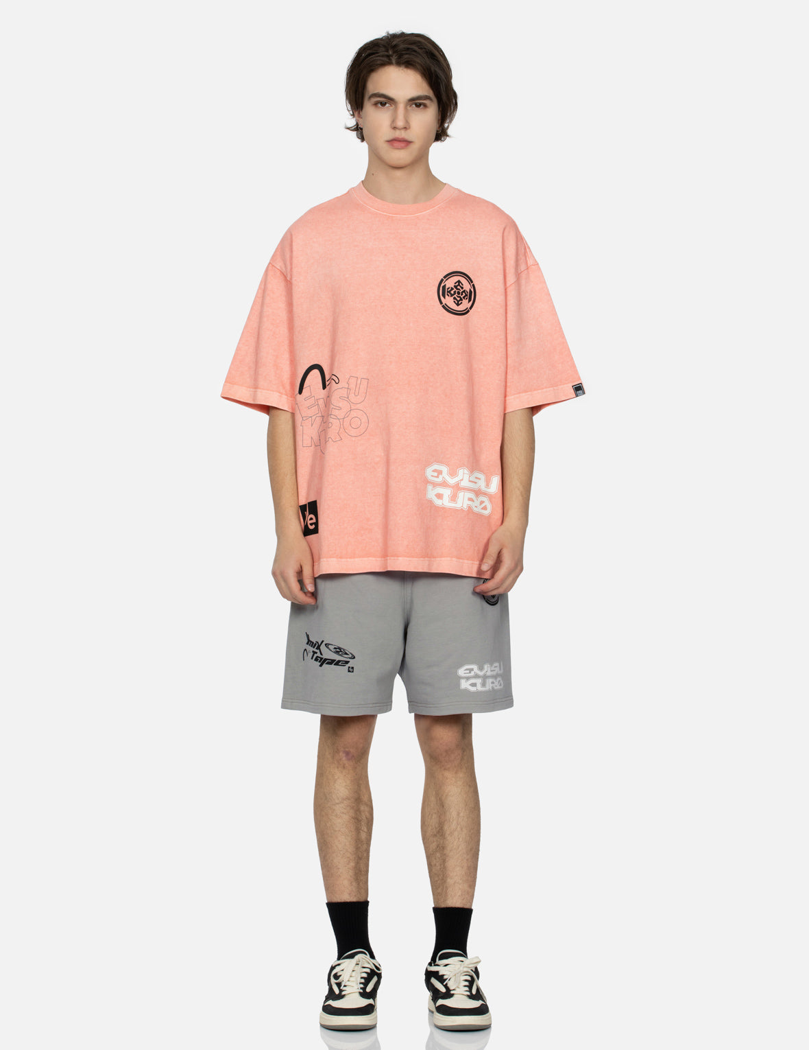 Multi Logo Print Oversized T-Shirt