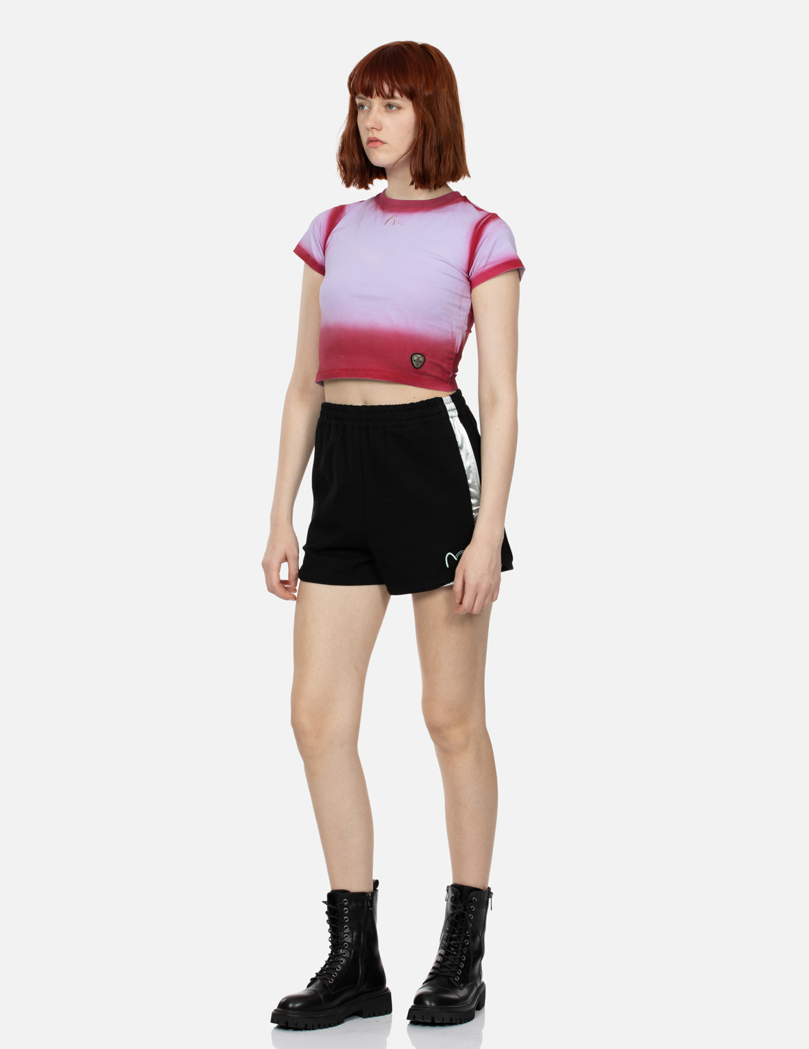 Gradient Sprayed Slim Cropped T-shirt