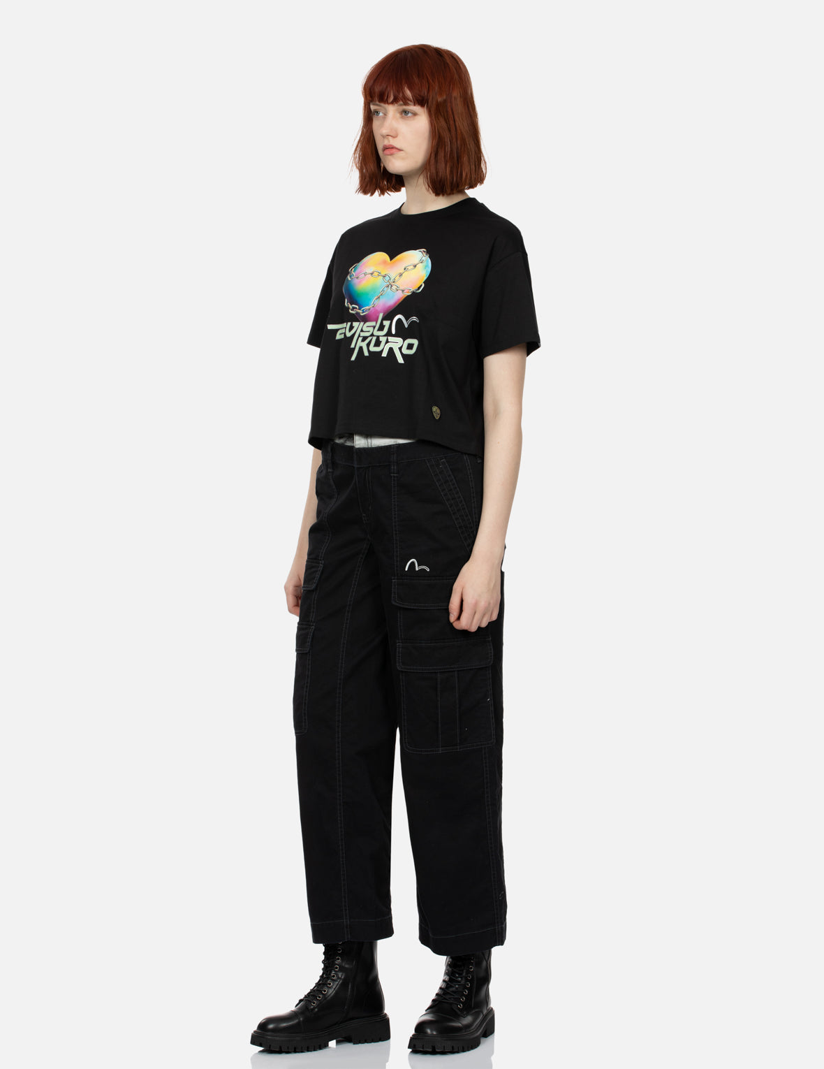 Y2K幻彩爱心地球印花宽版T恤