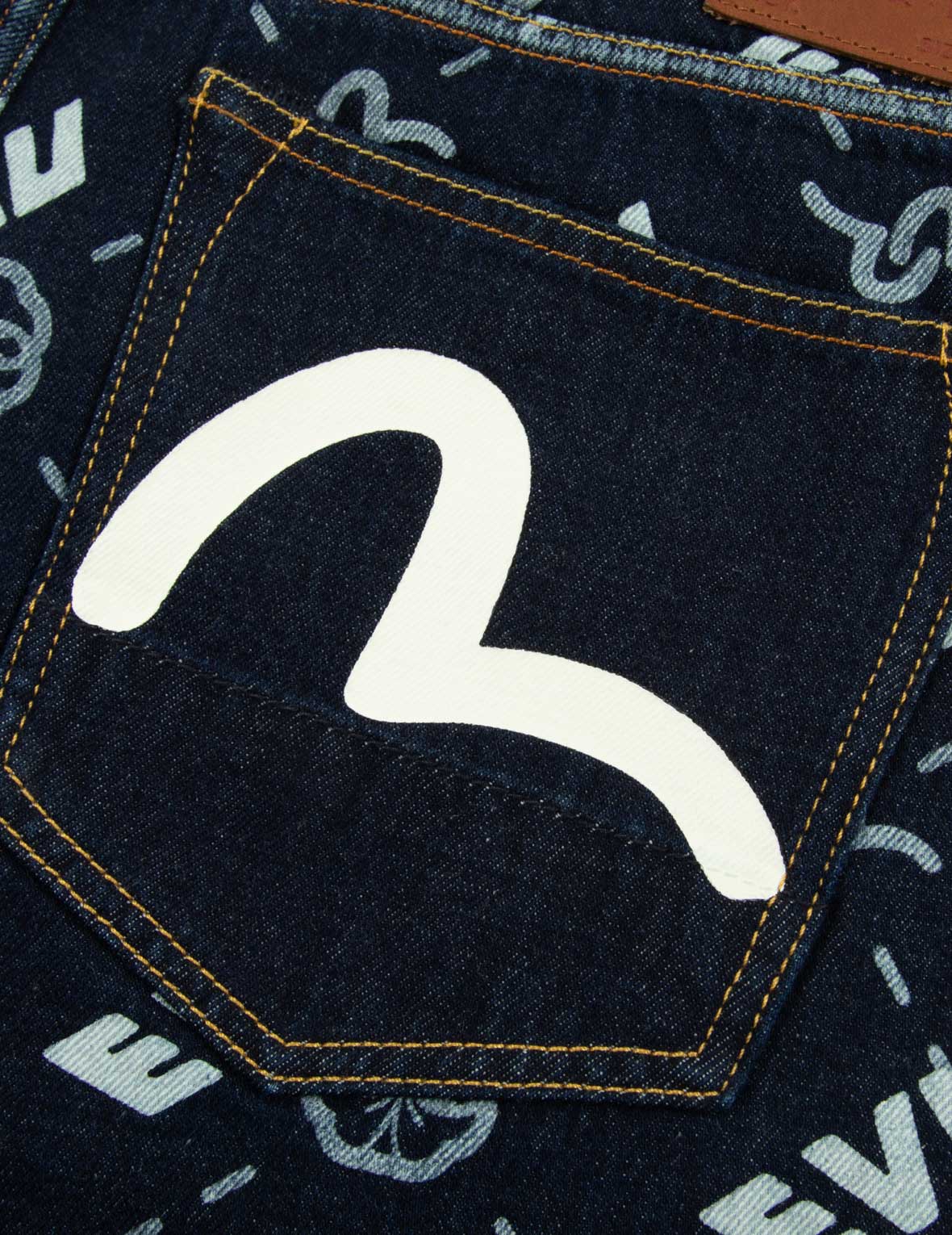 Monogram Print Denim Shorts