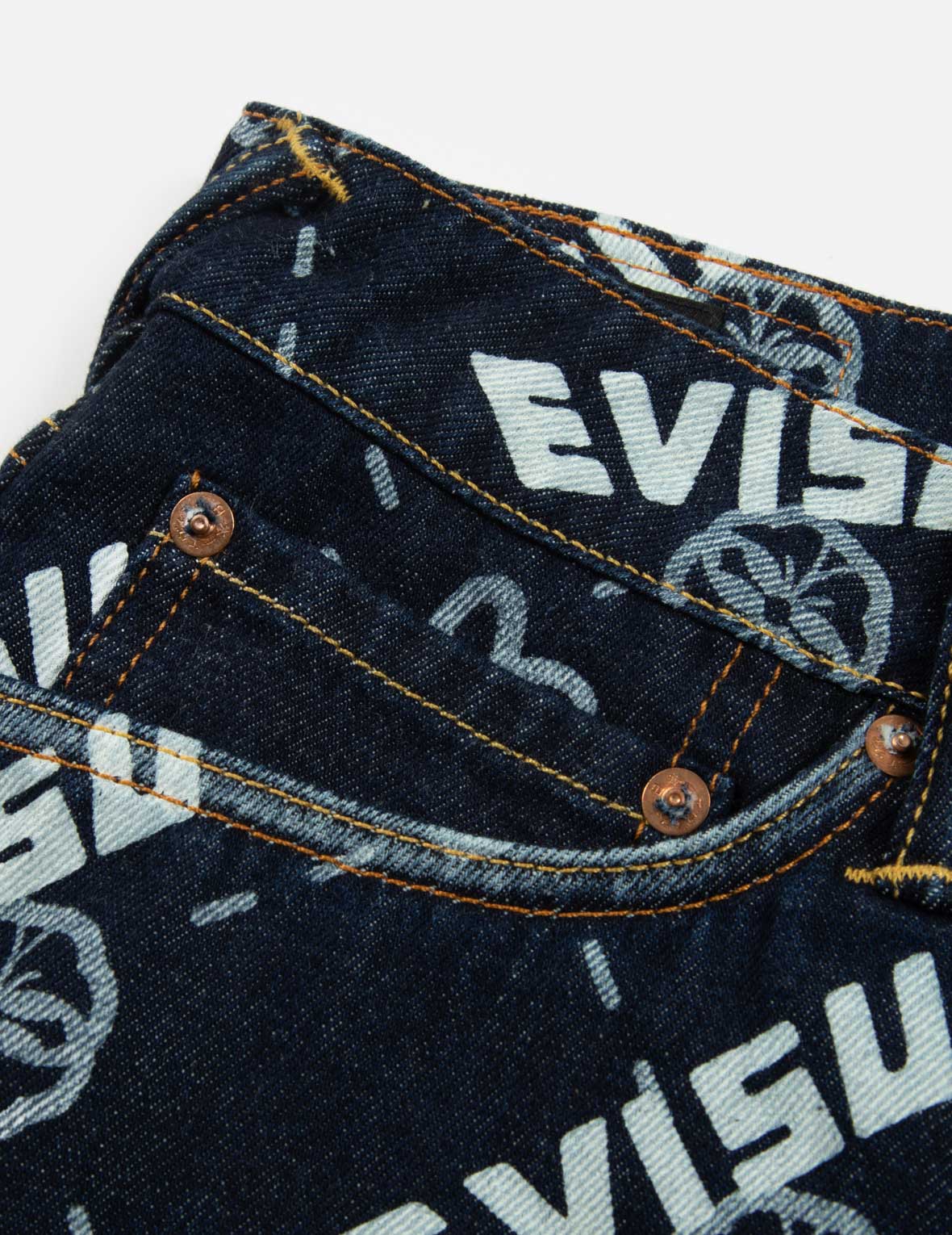 Monogram Print Denim Shorts