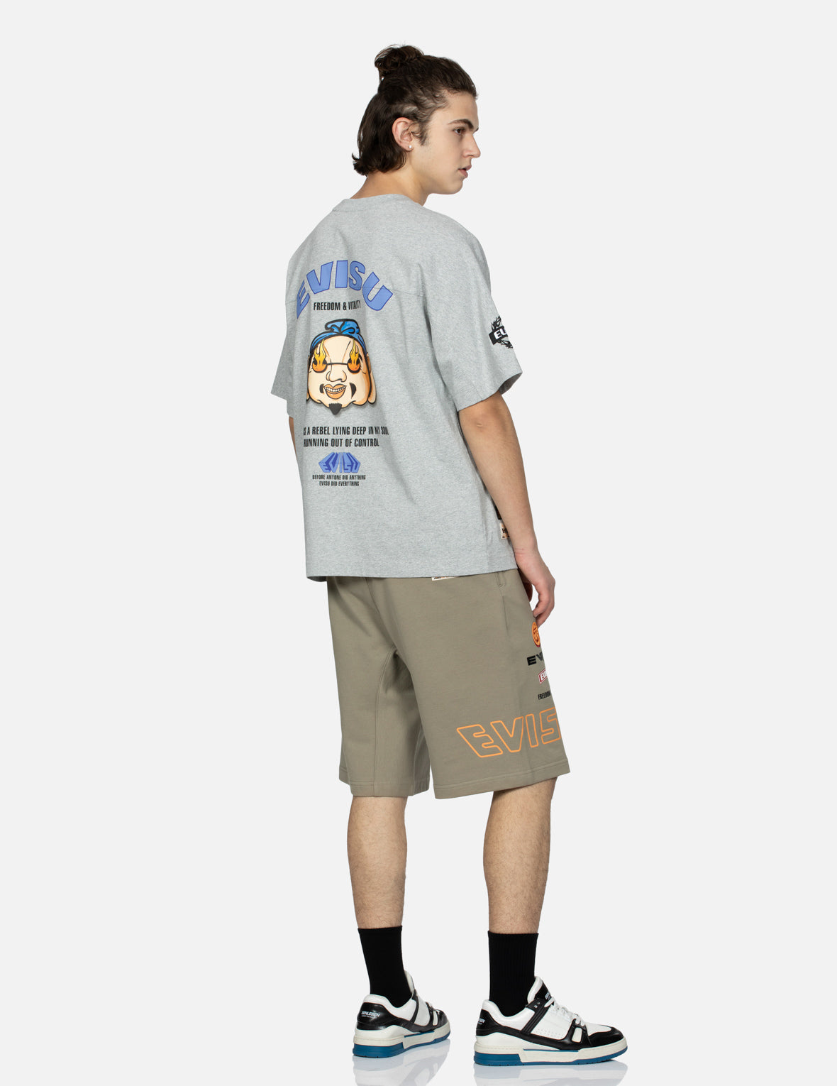 Logo Print and Kamon Embroidery Sweat Shorts