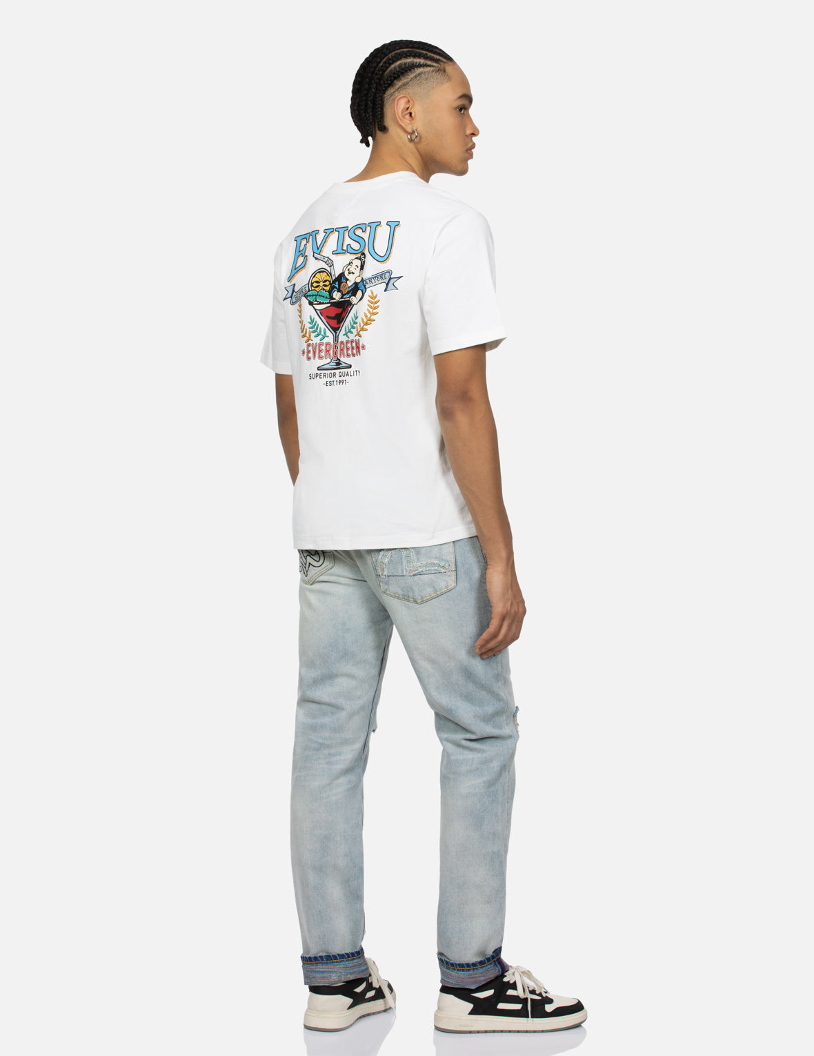 Distressed Seagull Pocket Slim Fit Jeans #2010