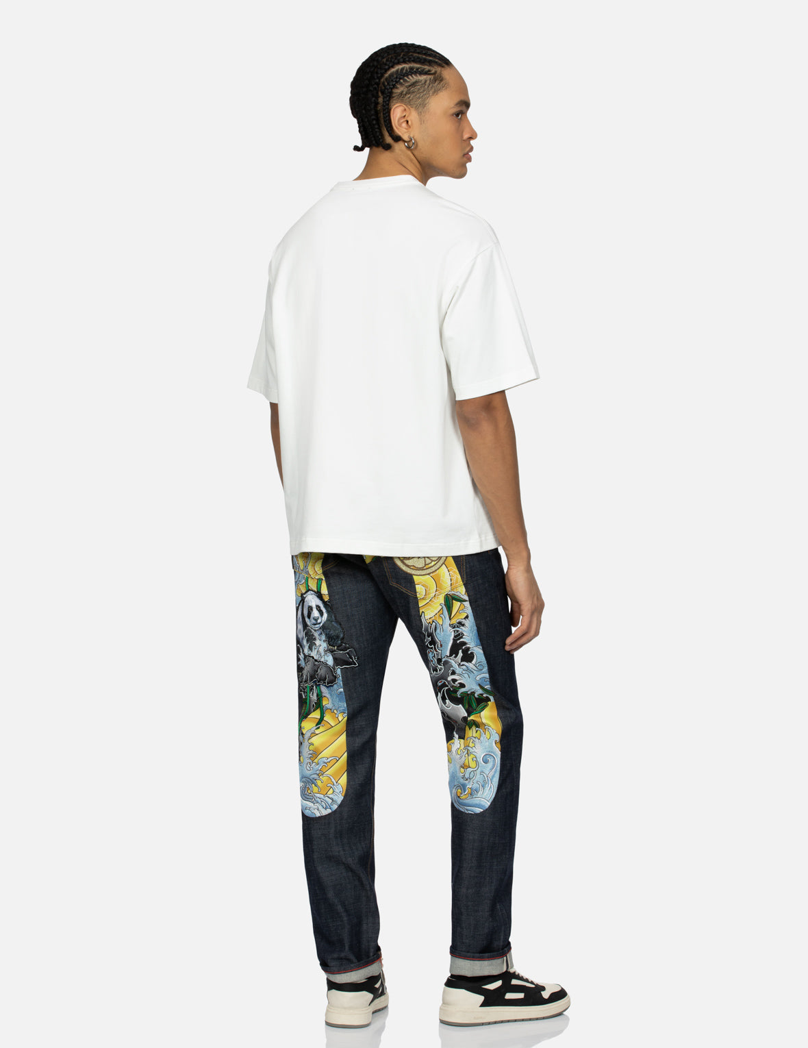 Panda Daicock Embroidery Taper Fit Jeans #2017