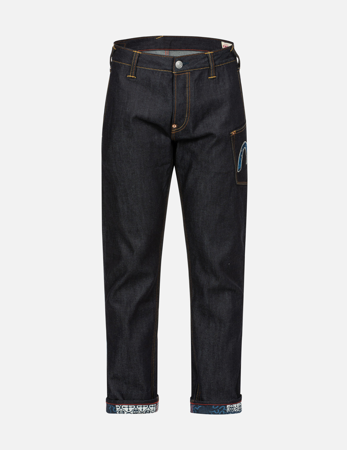 Seagull and Kamon Sashiko Embroidery Taper Fit Jeans #2017