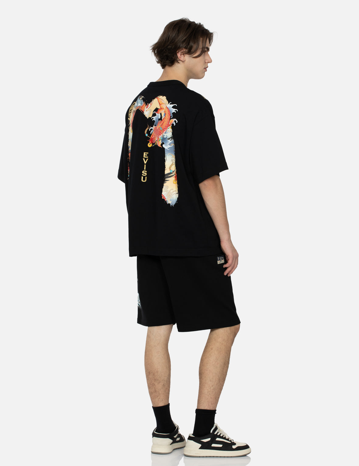 Crane and The Great Wave Print Relax Fit Sweat Shorts