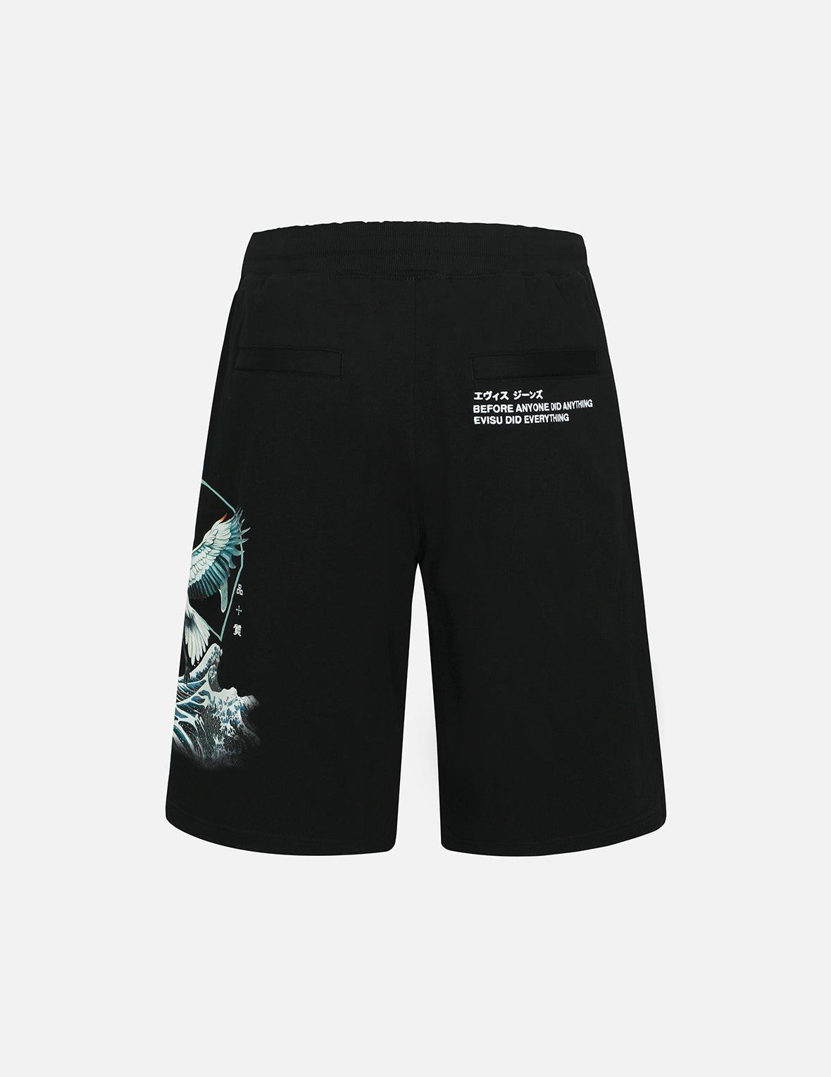 Crane and The Great Wave Print Relax Fit Sweat Shorts