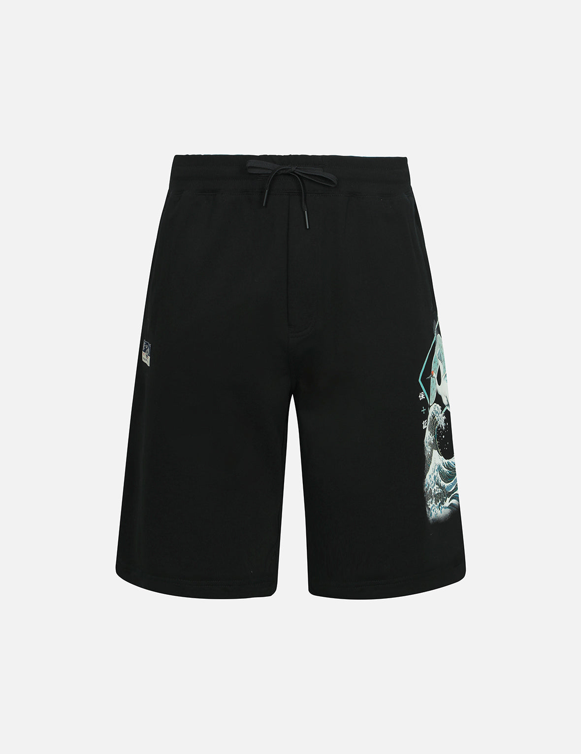 Crane and The Great Wave Print Relax Fit Sweat Shorts