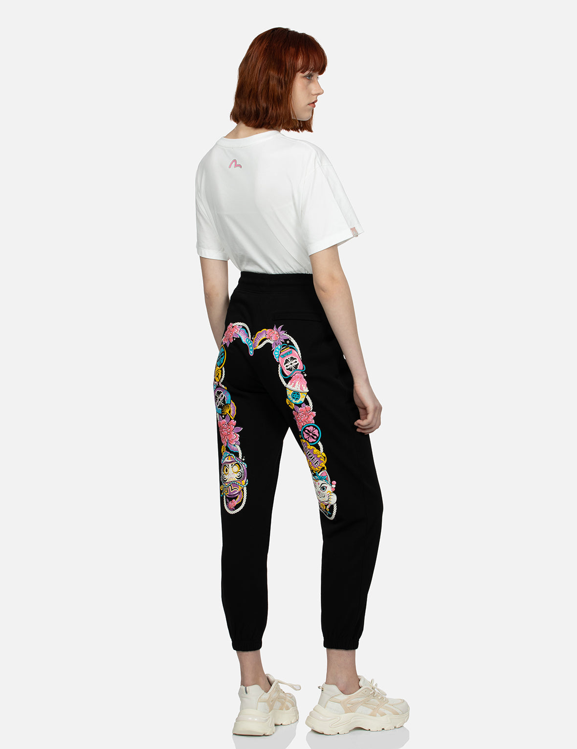 Daruma and Fortune Cat Print Daicock Loose Fit Sweatpants