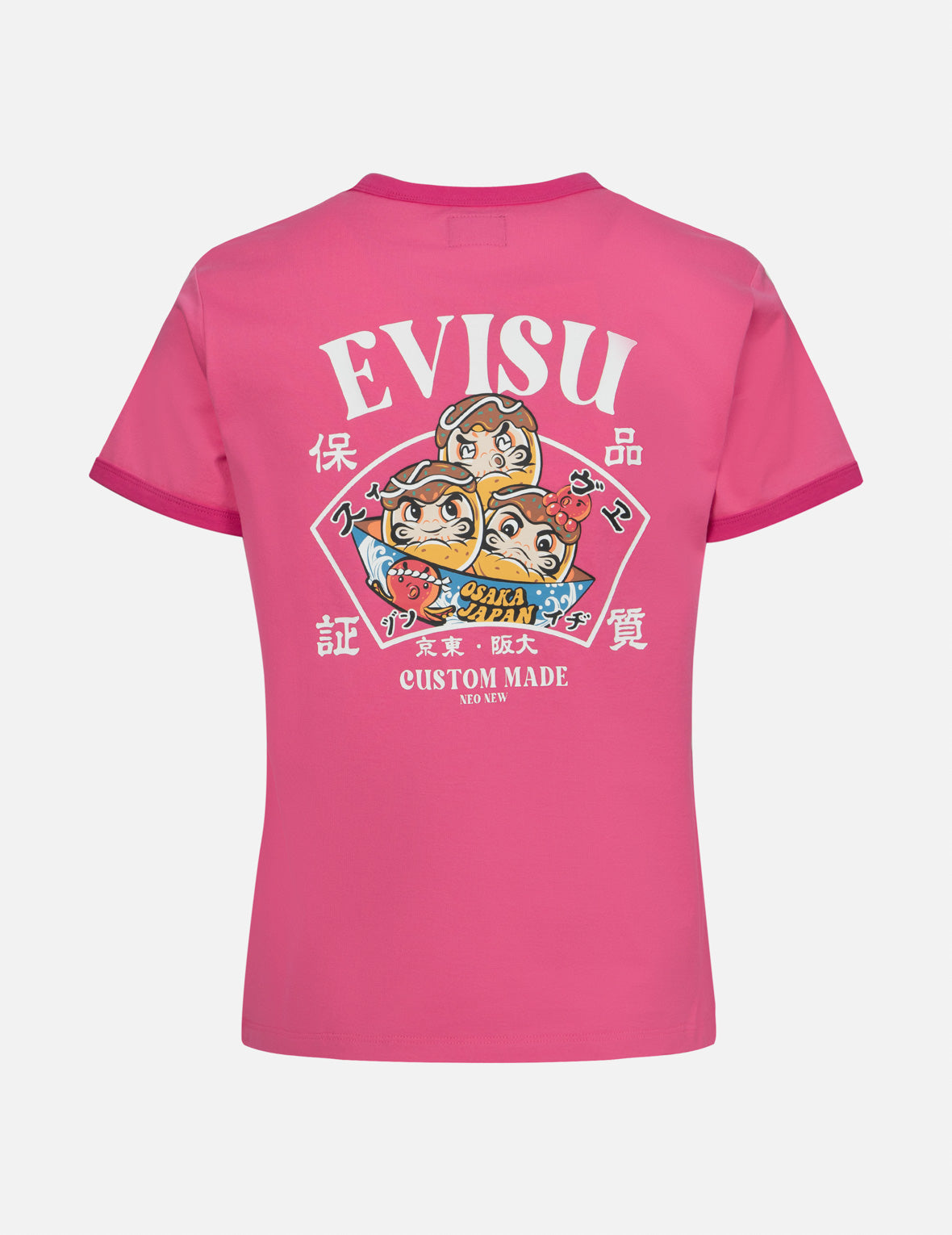 Logo and Takoyaki Daruma Print Regular Fit Ringer T-shirt