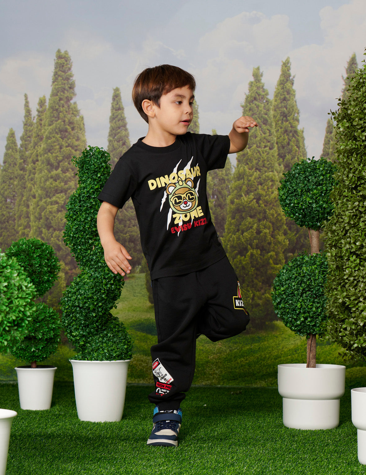 Dinosaur Park Sign Print Regular Fit Sweatpants