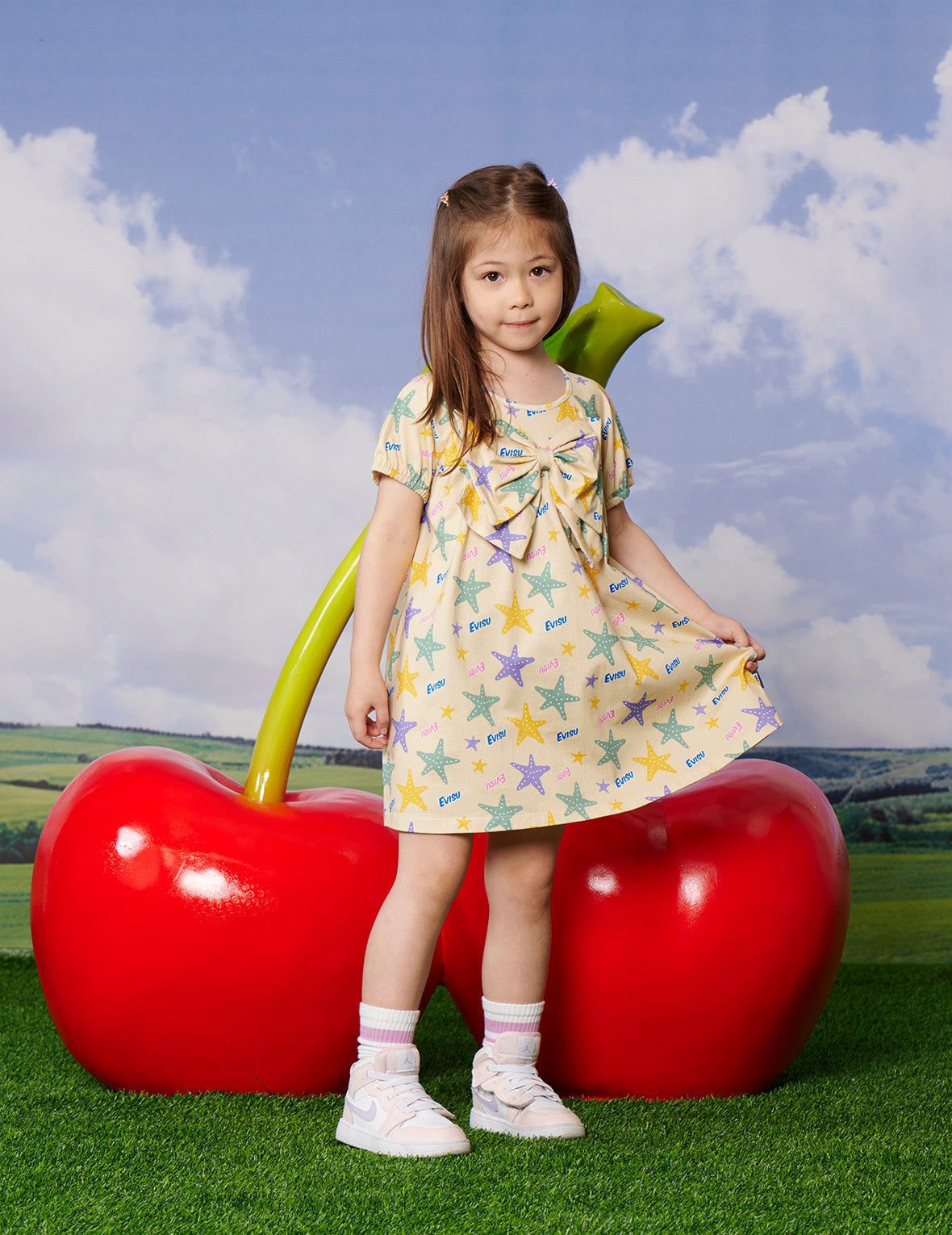 Allover Logo and Starfish Print Regular Fit Dress