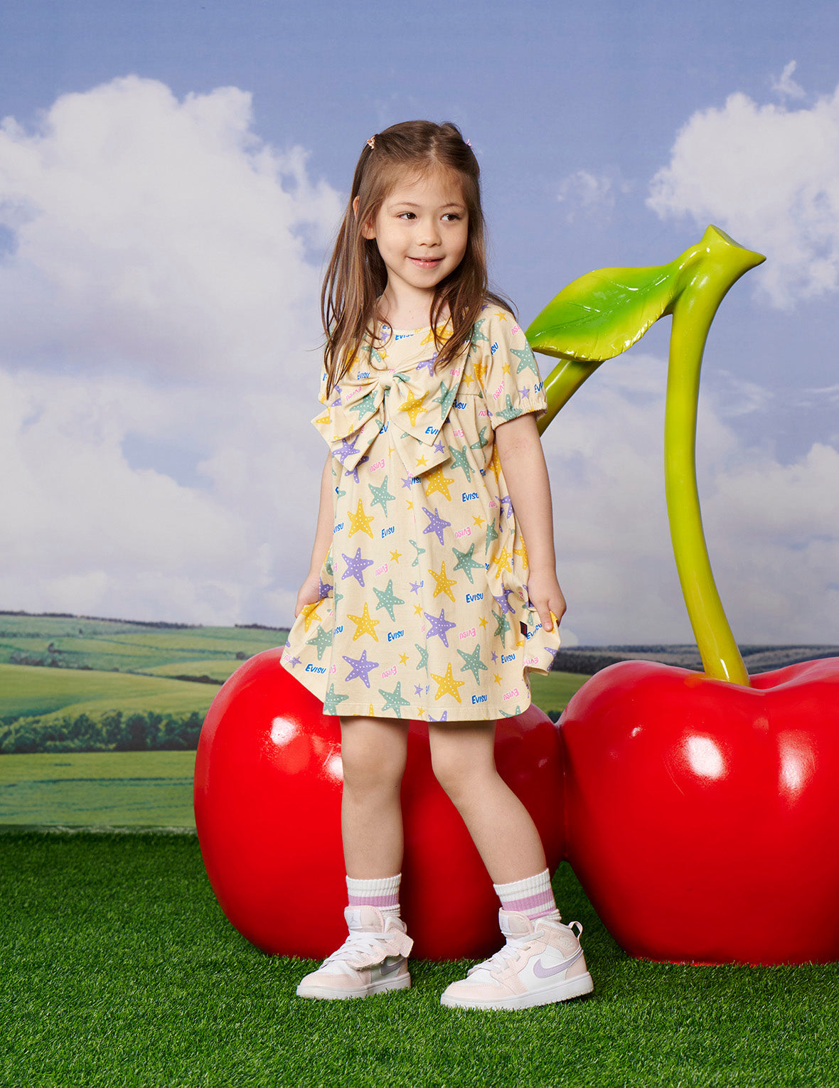 Allover Logo and Starfish Print Regular Fit Dress
