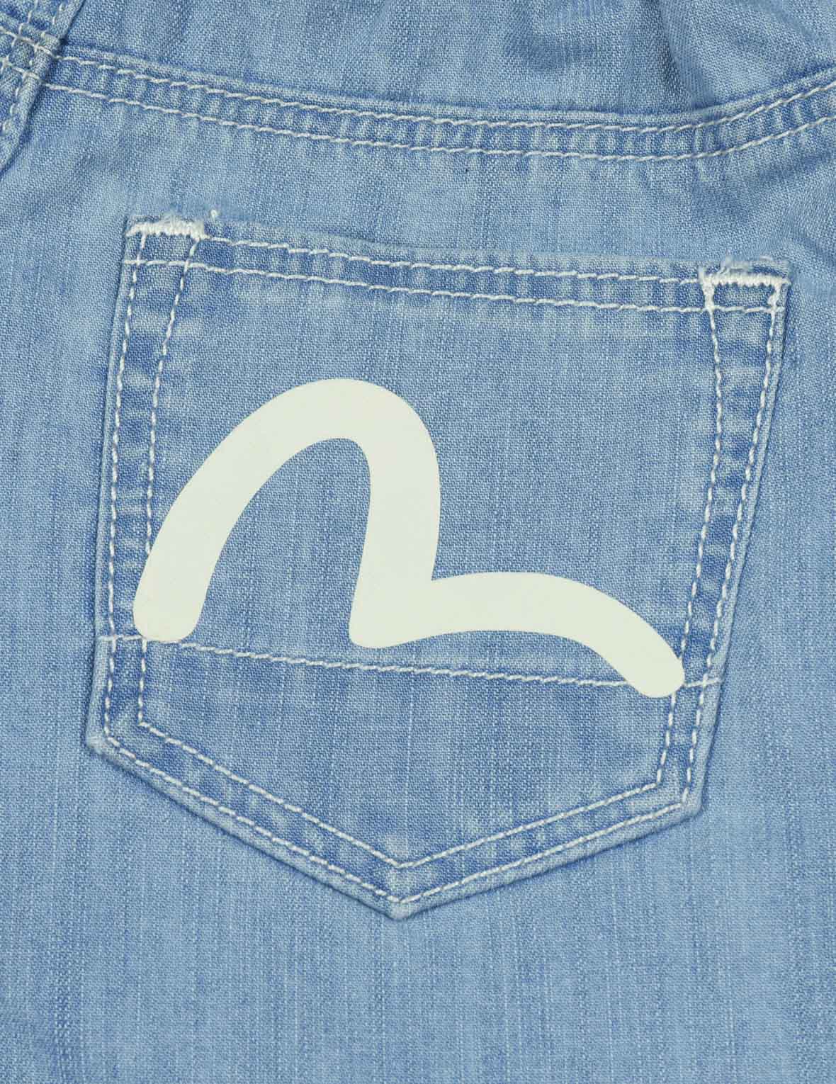 Heart-Shaped Logo and Seagull Print Regular Fit Denim Shorts