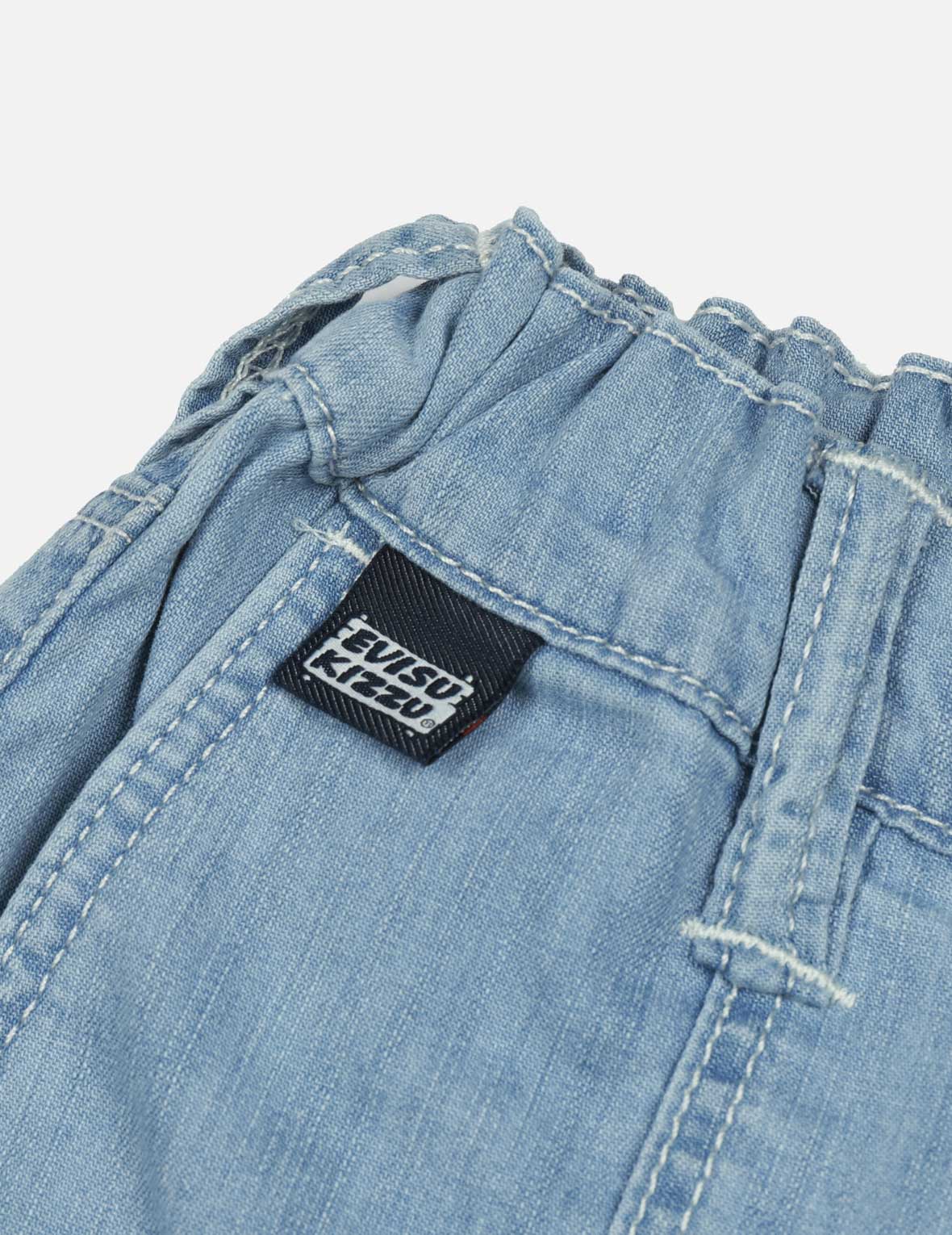 Heart-Shaped Logo and Seagull Print Regular Fit Denim Shorts