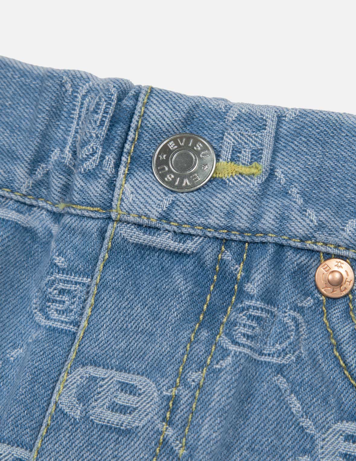 Allover Logo Jacquard and Seagull Print Regular Fit Denim Skirt