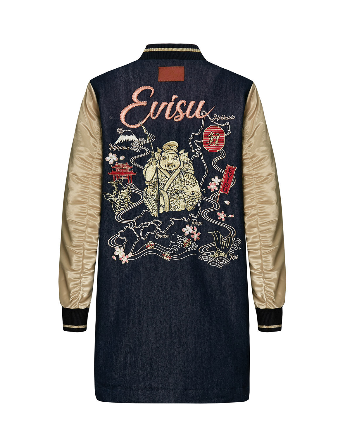 Denim Blocking Souvenir Long Coat