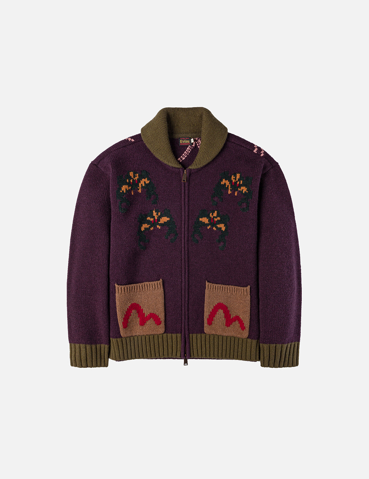 Spiders and Seagull Intarsia Knit Relax Fit Cowichan Sweater – EVISU