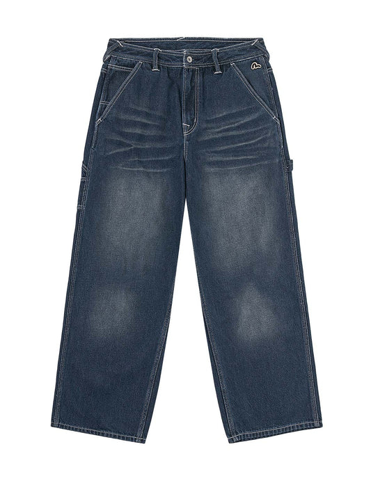 Distressed Seagull Print Loose Fit Cargo Jeans