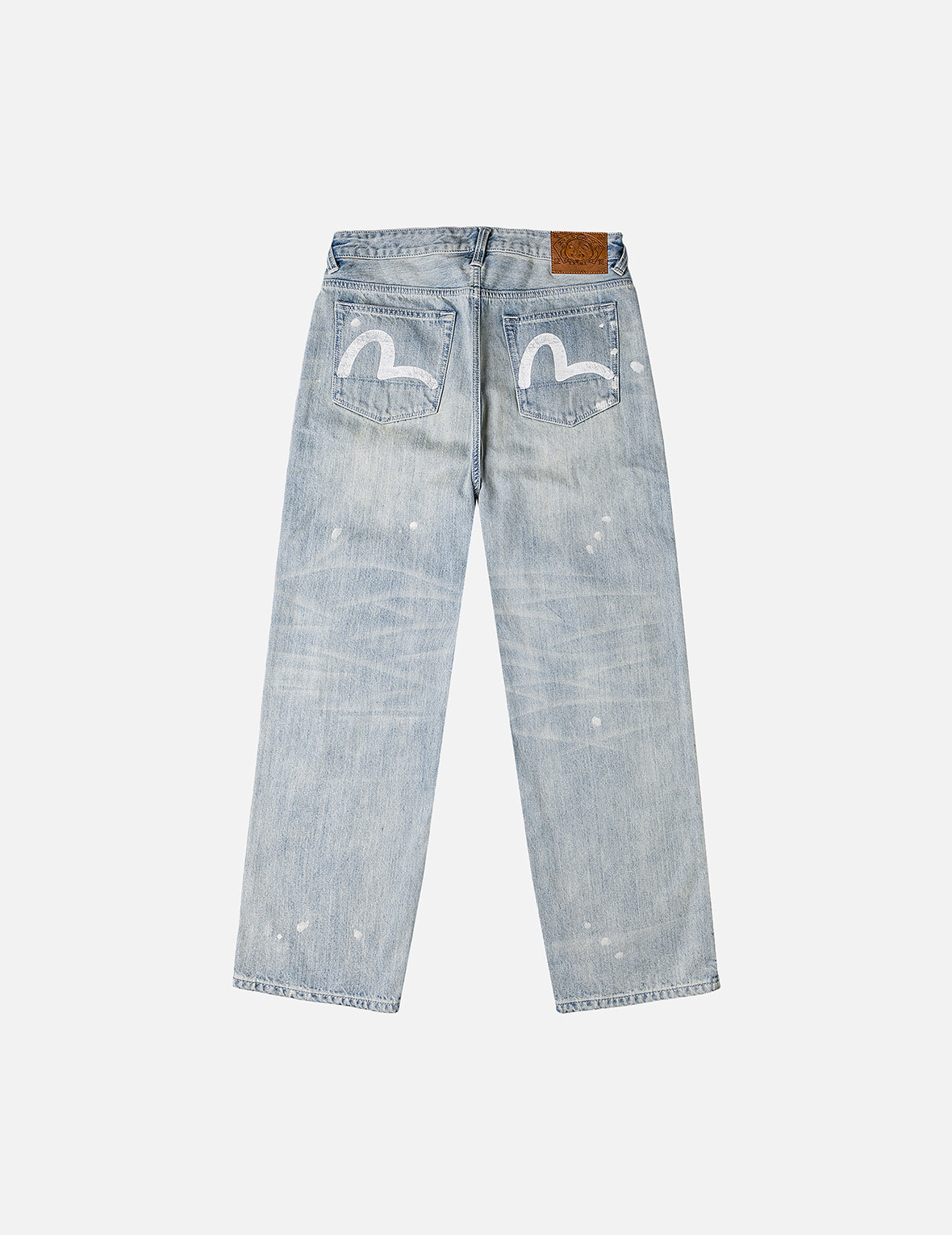Washed Patchwork and Seagull Print Loose Fit Denim Jeans