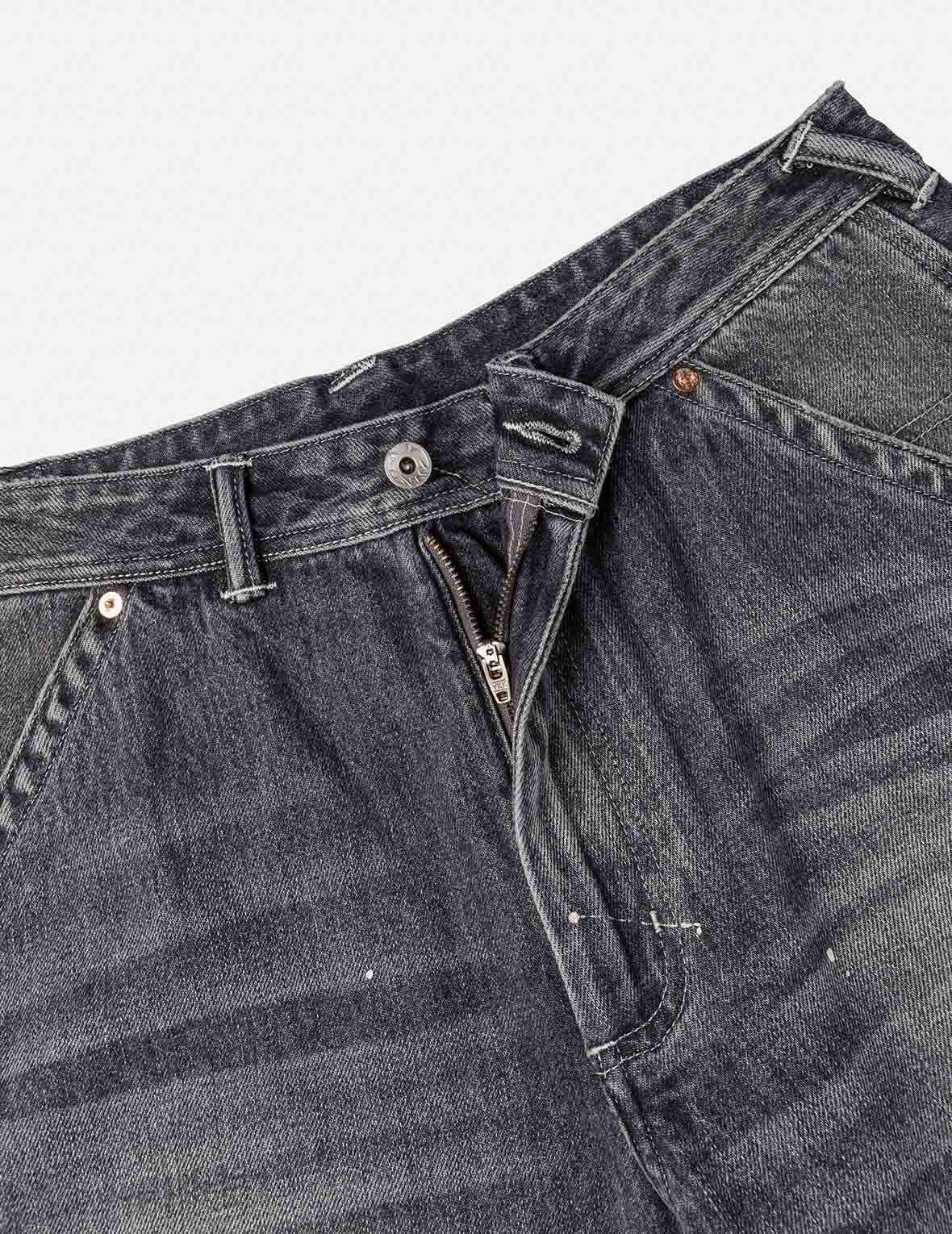 Washed and Distressed Daicock Print Relax Fit Jeans