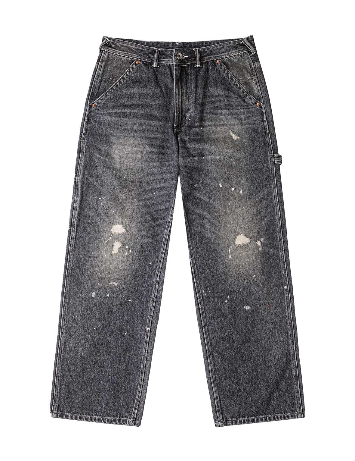 Washed and Distressed Daicock Print Relax Fit Jeans