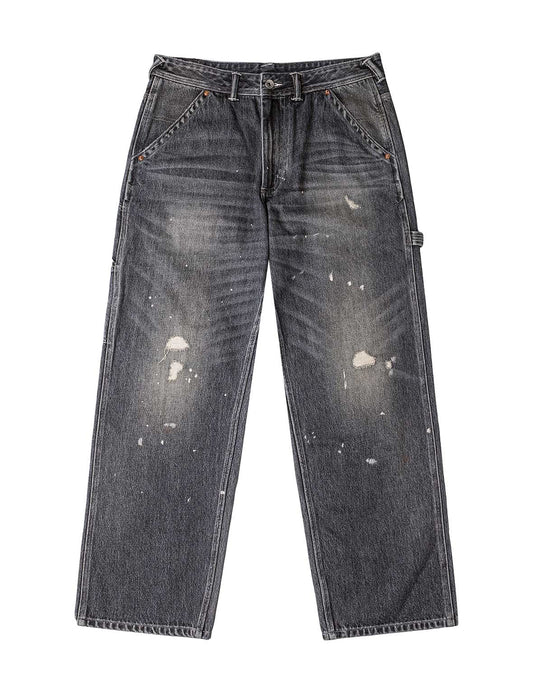 Washed and Distressed Daicock Print Relax Fit Jeans