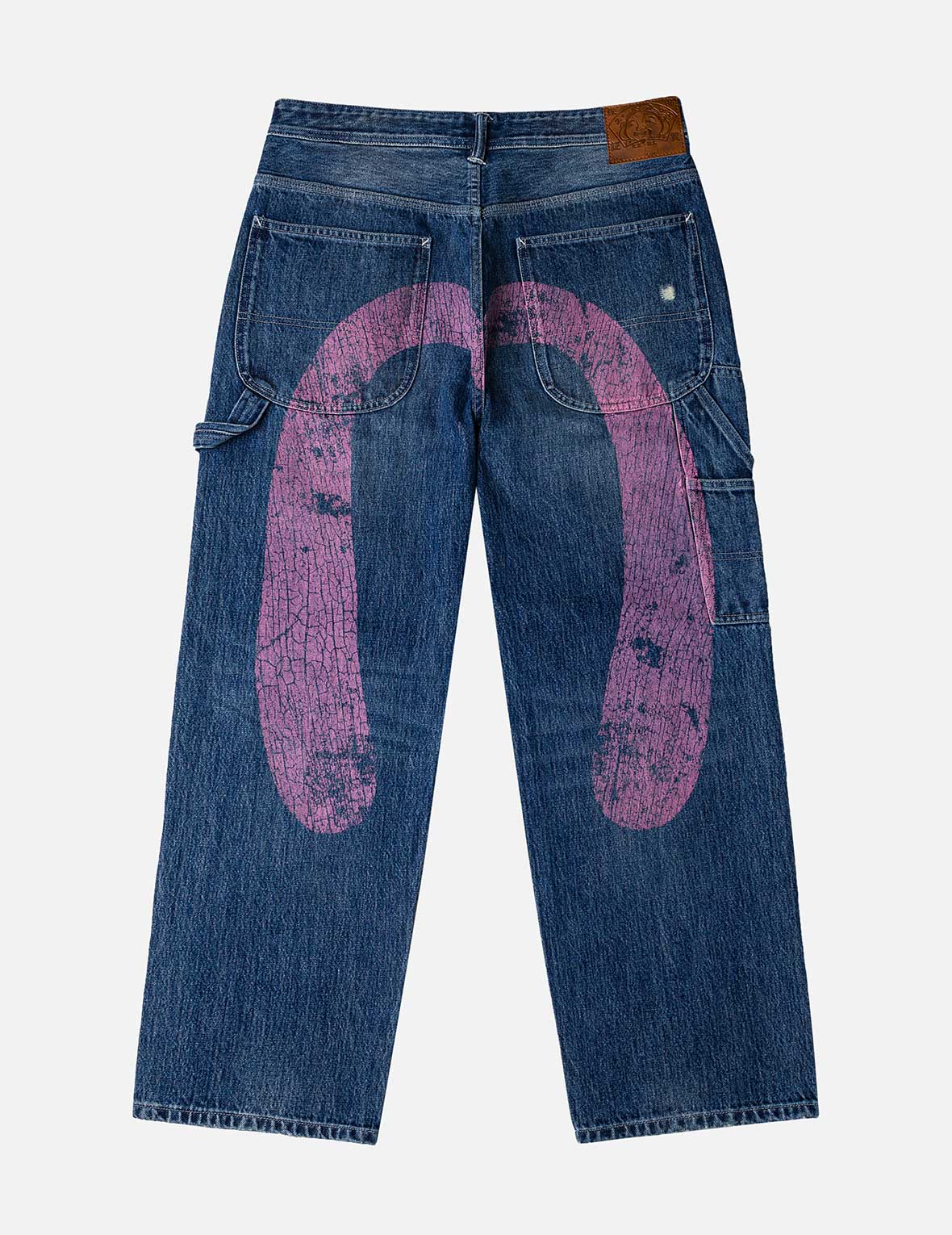 Washed and Distressed Daicock Print Relax Fit Jeans