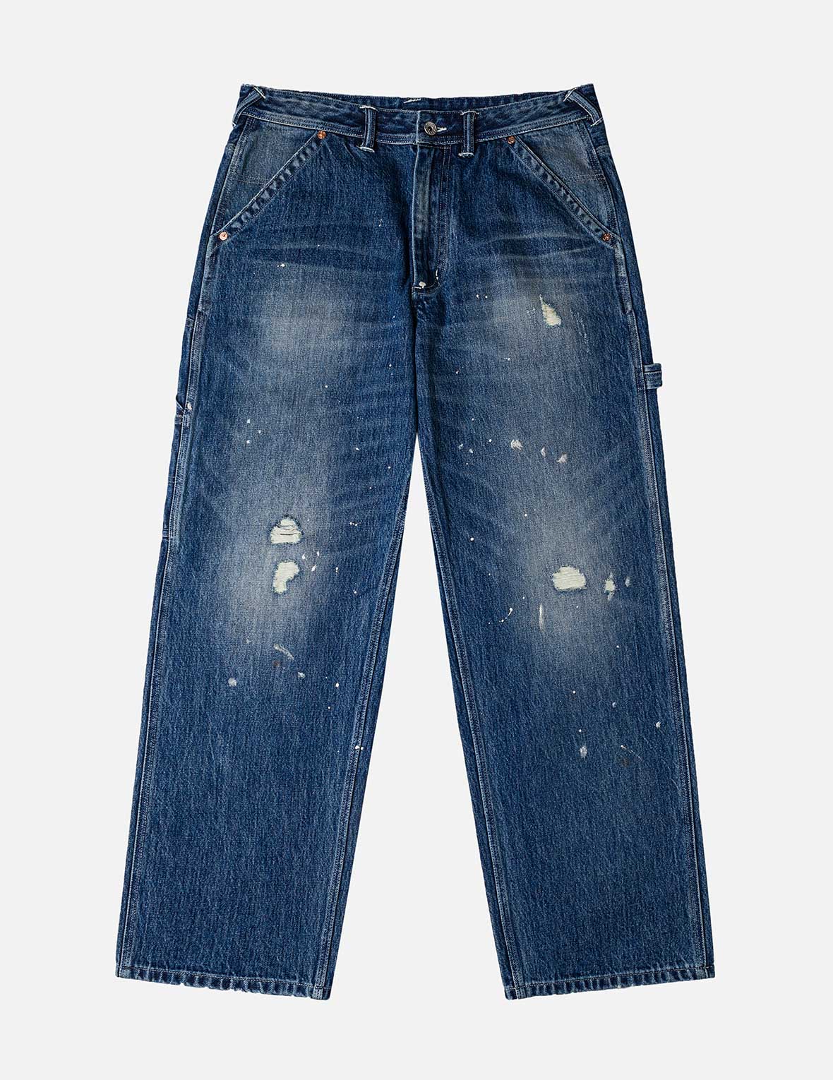Washed and Distressed Daicock Print Relax Fit Jeans