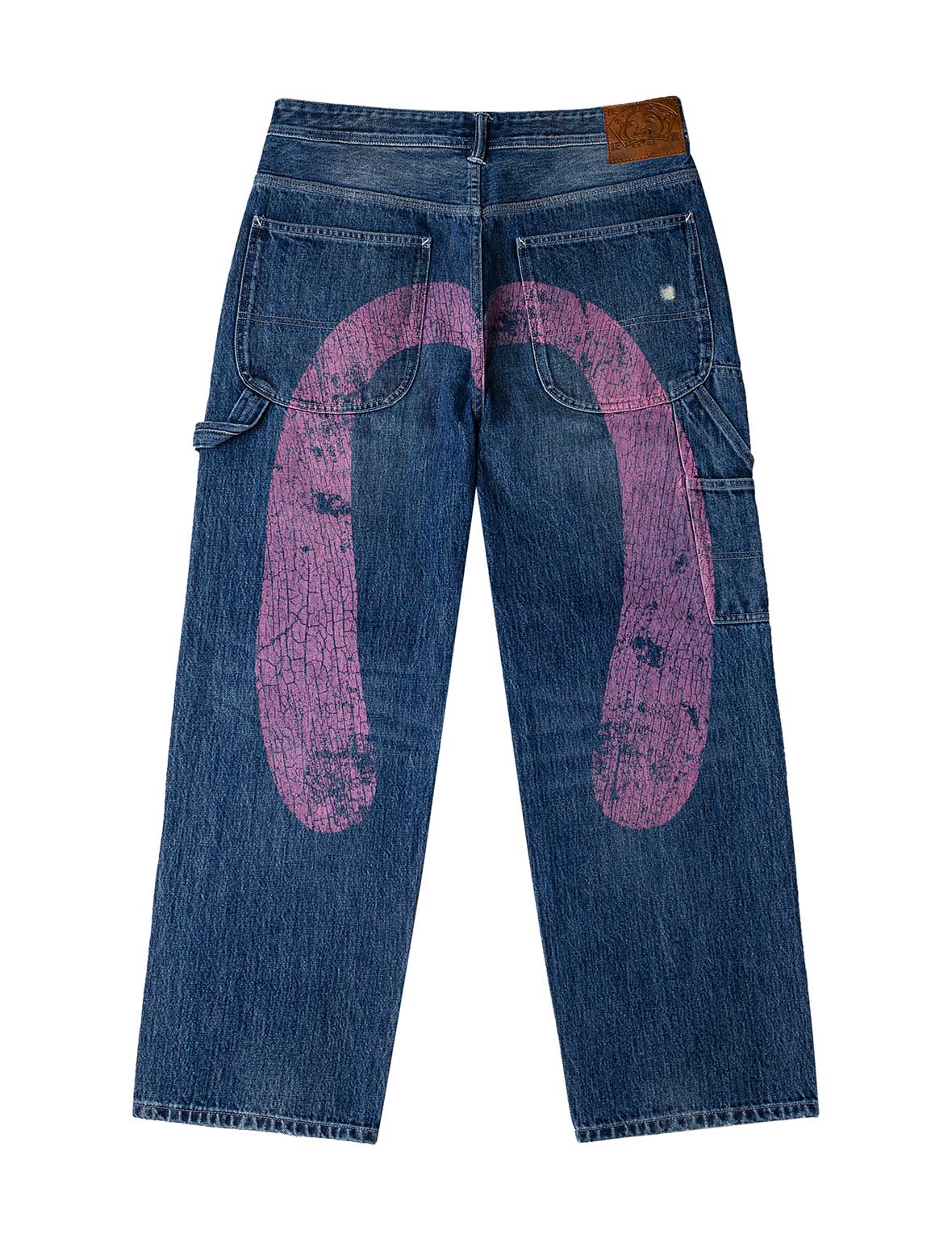 Washed and Distressed Daicock Print Relax Fit Jeans