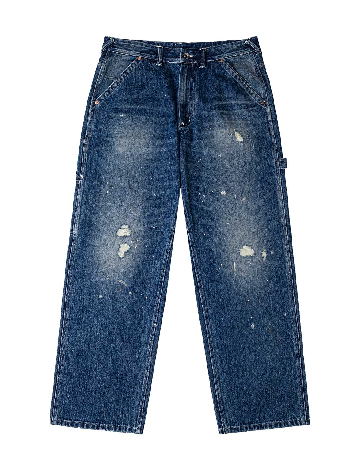 Washed and Distressed Daicock Print Relax Fit Jeans