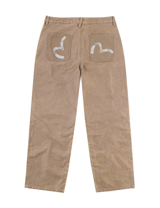 Seagull Print and Multi-Pocket Regular Fit Cargo Pants