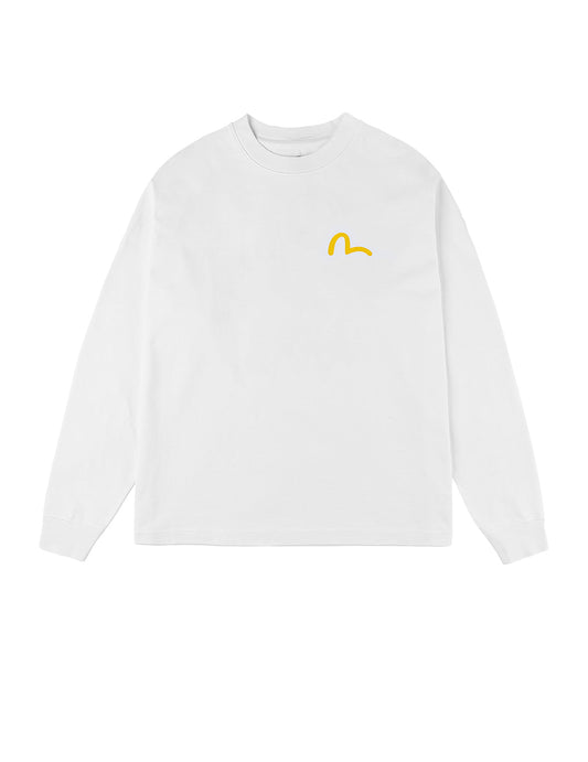Seagull and Rubber Legs Print Relax Fit Long-sleeve T-shirt