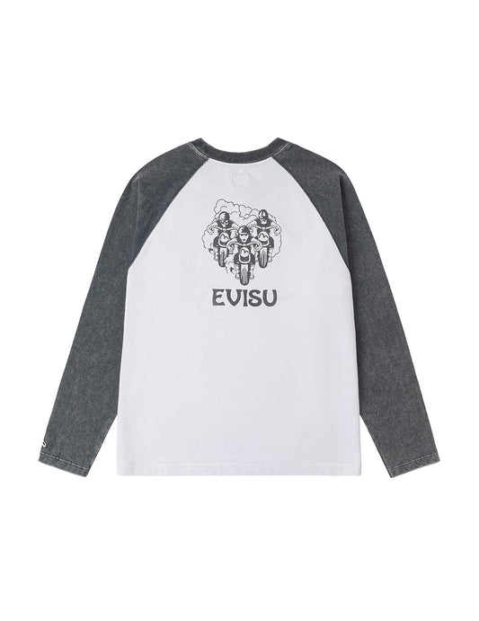 Retro Motocross Print Relax Fit Long-sleeve T-shirt