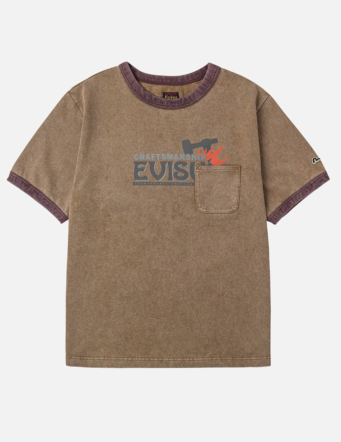 EVISU Workwear Print Relax Fit Ringer T-shirt