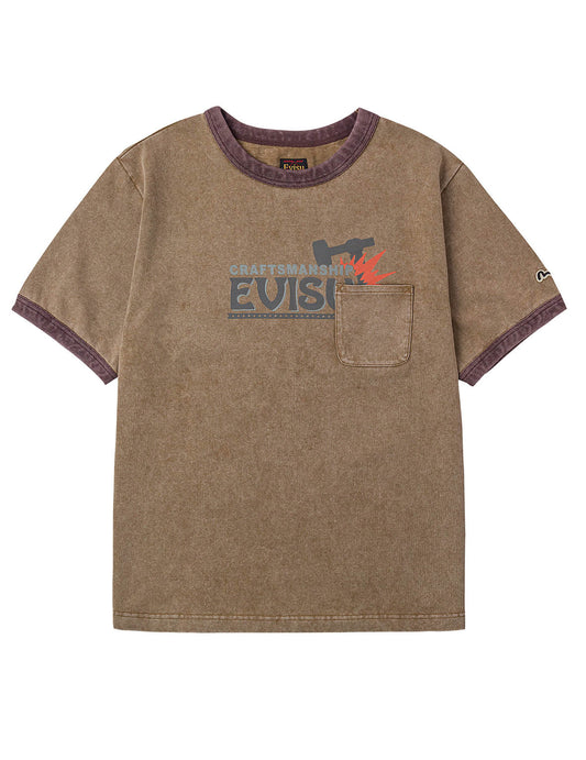 EVISU Workwear Print Relax Fit Ringer T-shirt