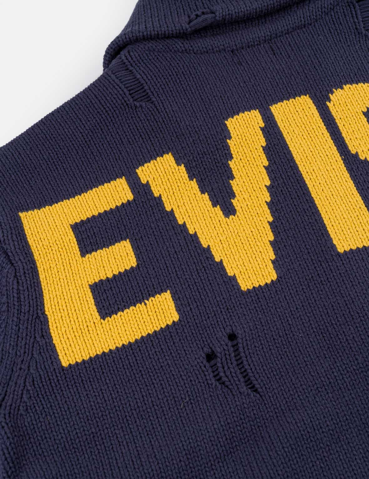 Seagull & Evisu Logo Distressed Cowichan Cardigan Jacket