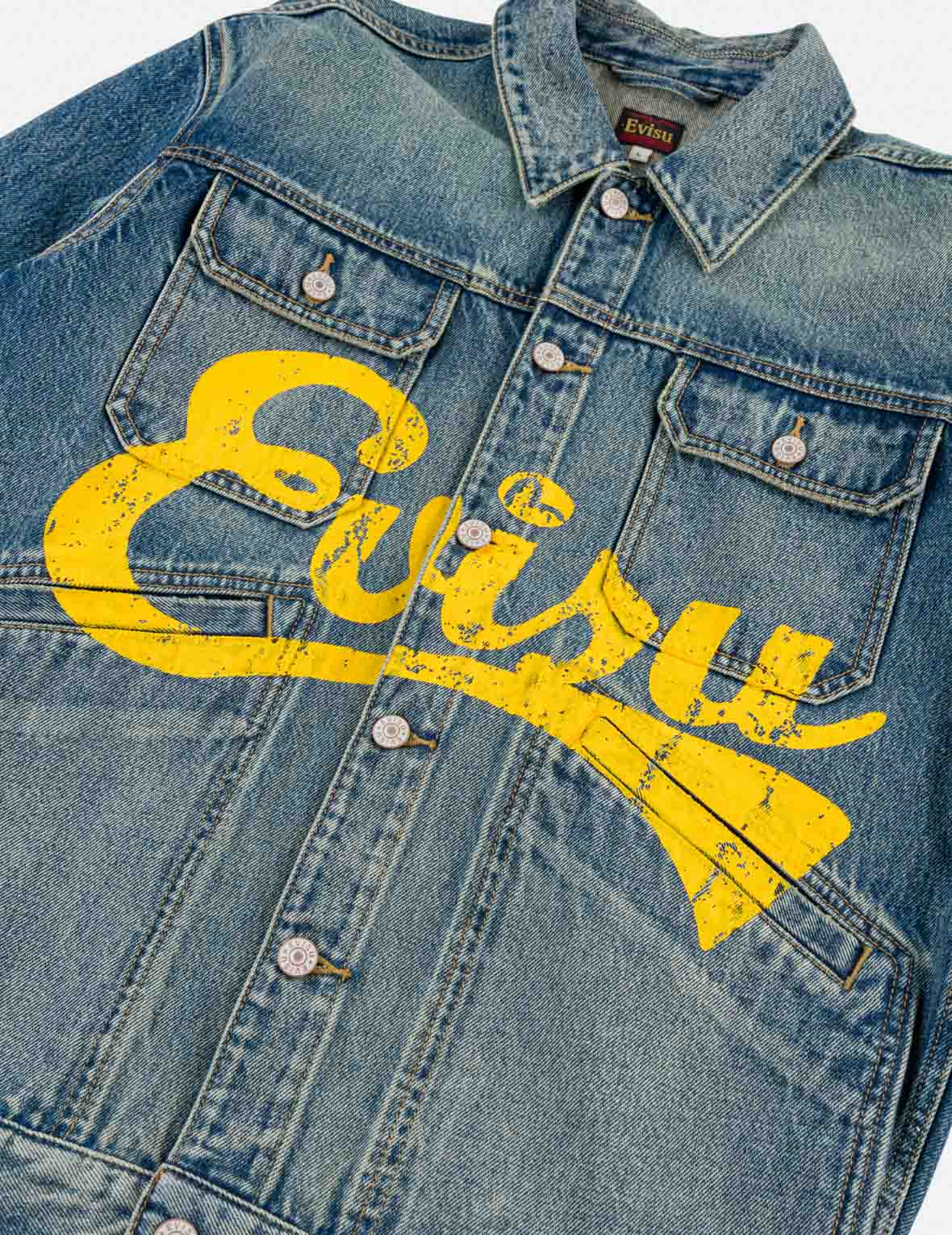 Evisu Logo Print Denim Work Jacket