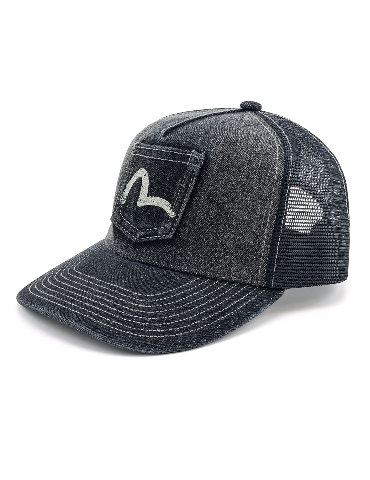 Seagull Pocket Denim Mesh Trucker Cap