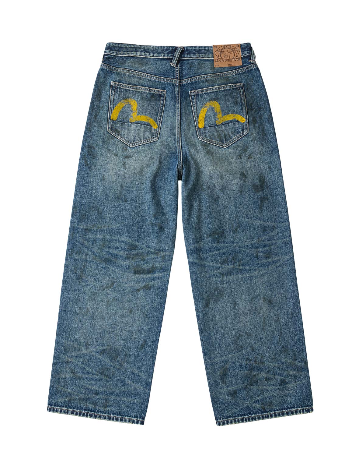 Oil Stain Evisu Logo Loose Fit Jeans