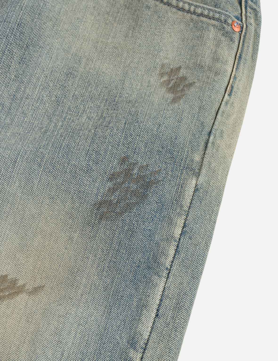 Vintage Washed Distressed Heart Print Jeans