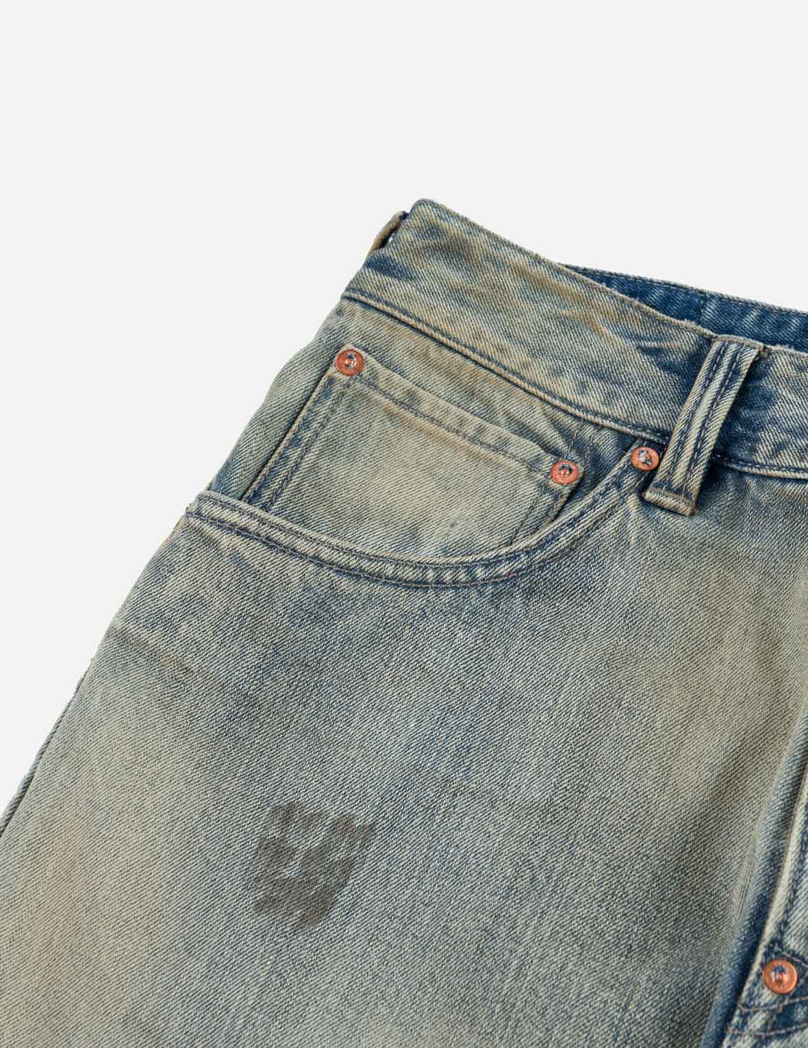 Vintage Washed Distressed Heart Print Jeans