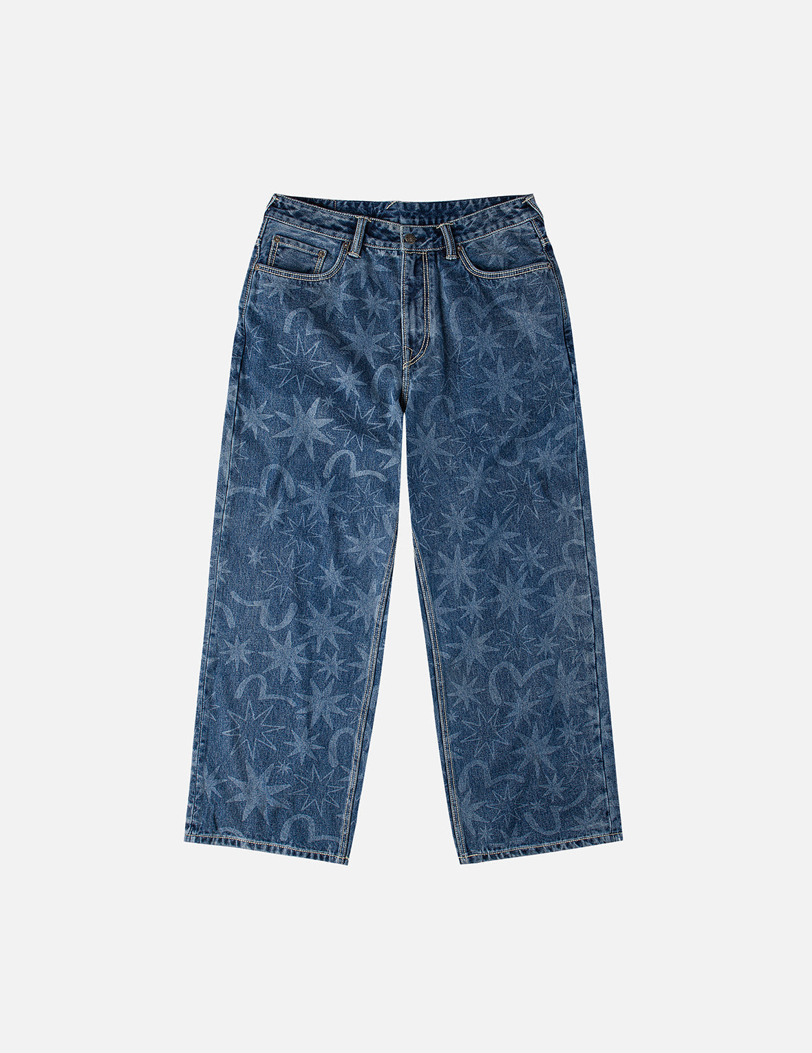 EVISU X GDC Allover Washed Print Relax Fit Jeans
